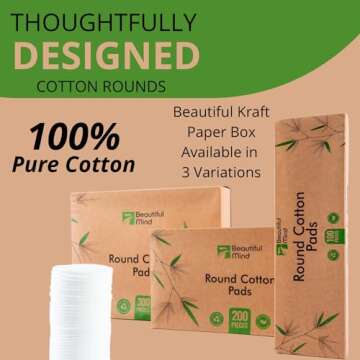 Beautiful Mind Cotton Rounds - Eco-Friendly 200 Count
