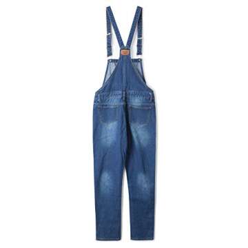 AvaCostume Women's Adjustable Strap Ripped Denim Overalls