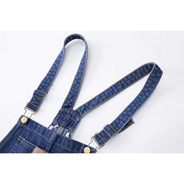 AvaCostume Women's Adjustable Strap Ripped Denim Overalls