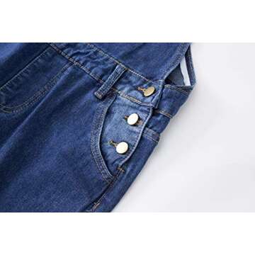 AvaCostume Women's Adjustable Strap Ripped Denim Overalls