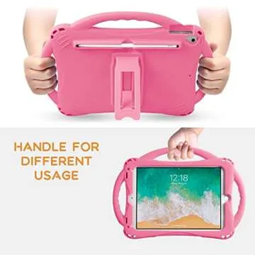 TopEsct Kids Case for iPad 6th/5th Generation, Silicone Shockproof Case for New iPad 2017/2018 9.7 inch with Tempered Glass Screen Protector and Strap, Cover for iPad Air & Air 2