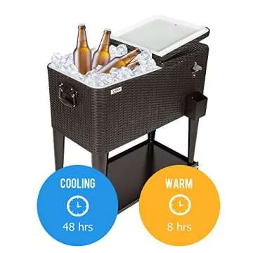 VINGLI 80 Quart Rolling Ice Chest for Summer Parties