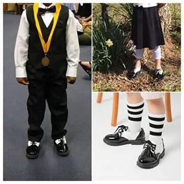 KIDSUN Girl’s Slip-on Oxford School Uniform Dress Shoe Princess Performance Bow Loafer Flats(Toddler/Little Kid) C/White