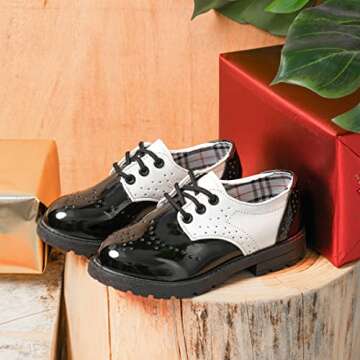 KIDSUN Girl’s Slip-on Oxford School Uniform Dress Shoe Princess Performance Bow Loafer Flats(Toddler/Little Kid) C/White