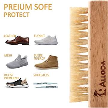 Shoe Cleaning Brush/Scrub Brush by Alloda - [Upgrade] Protect Double Sided Soft & Hard Sneaker Cleaner Brush by 100% Boar & Nylon Bristle