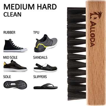 Shoe Cleaning Brush/Scrub Brush by Alloda - [Upgrade] Protect Double Sided Soft & Hard Sneaker Cleaner Brush by 100% Boar & Nylon Bristle