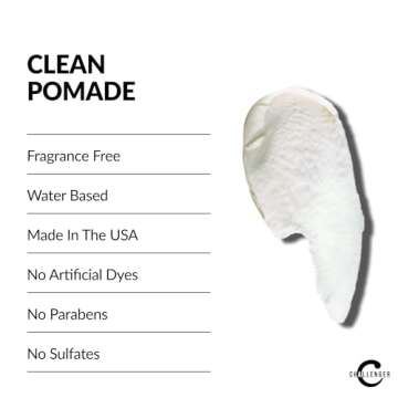 Challenger Fragrance Free Cream Pomade | Non-Comedogenic Styling Product | Unscented Hair Gel | Medium Firm Hold & Clean Ingredients | 1.5oz