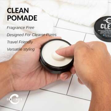 Challenger Fragrance Free Cream Pomade | Non-Comedogenic Styling Product | Unscented Hair Gel | Medium Firm Hold & Clean Ingredients | 1.5oz