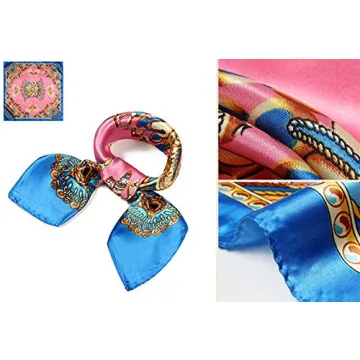 QBSM Women's Elegant Square Satin Silk Scarf 23.6"