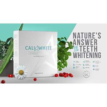Cali White Vegan Teeth Whitening Kit, Zero Peroxide, Organic Botanical Gel, Sensitive Smiles, Made i...
