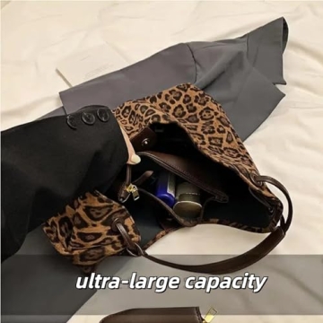 Trendy 2024 Leopard Print Suede Tote Bag for Women