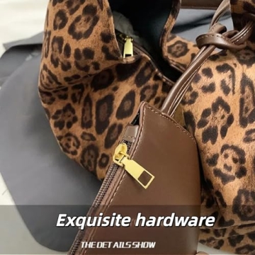 Trendy 2024 Leopard Print Suede Tote Bag for Women