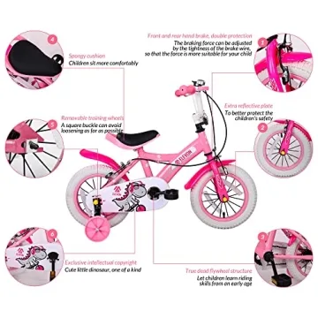 BalanceFrom Dinos Kids Bike with Training Wheels & Basket