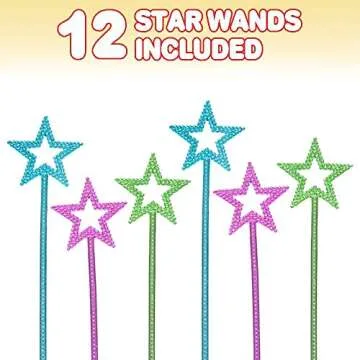 ArtCreativity Metallic Star Princess Magic Wand for Kids - Pack of 12 - Fairy Wand in 3 Vibrant Colo...