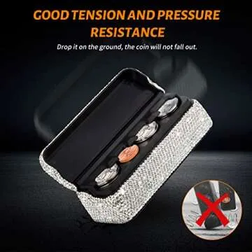 Stylish Coin Holder for Car with Bling Crystal Design