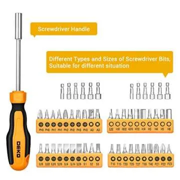 DEKOPRO 192 Piece Mechanics Tool Set Socket Wrench Set, Plastic Storage Case with Auto Repair Hand Tool Kit Wrench Tool Box Set