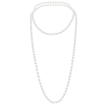 Elegant 58-Inch Flapper Faux Pearl Necklace for Women