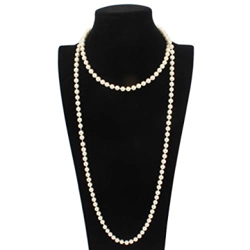 Elegant 58-Inch Flapper Faux Pearl Necklace for Women