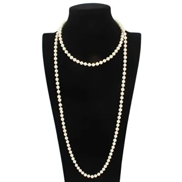 Elegant 58-Inch Flapper Faux Pearl Necklace for Women