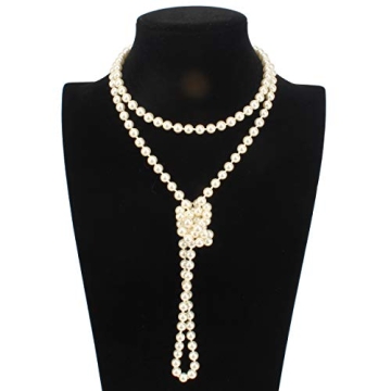 Elegant 58-Inch Flapper Faux Pearl Necklace for Women