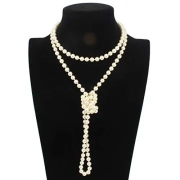 Elegant 58-Inch Flapper Faux Pearl Necklace for Women