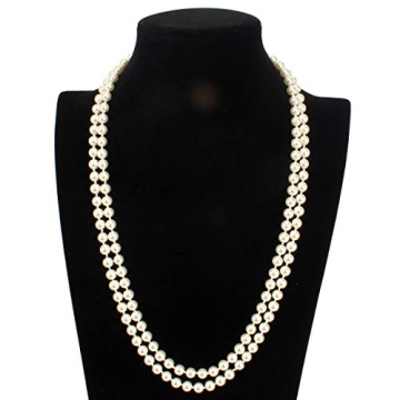 Elegant 58-Inch Flapper Faux Pearl Necklace for Women