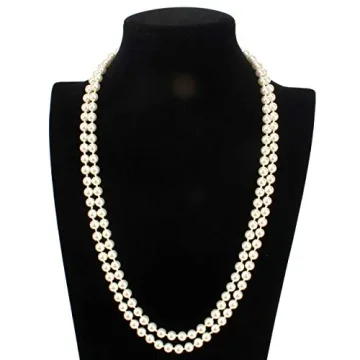 Elegant 58-Inch Flapper Faux Pearl Necklace for Women