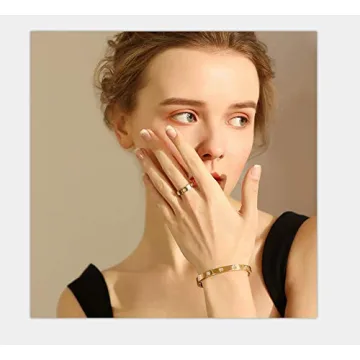 Aojun 18K Gold Plated Titanium Steel Stacking Ring