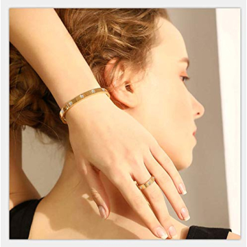 Aojun 18K Gold Plated Titanium Steel Stacking Ring