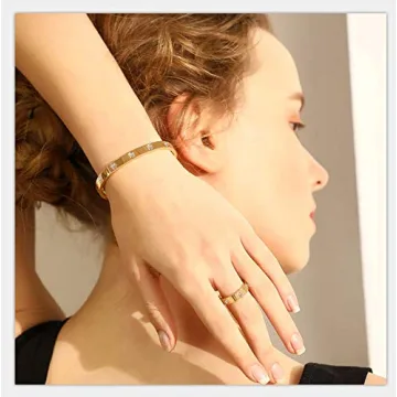 Aojun 18K Gold Plated Titanium Steel Stacking Ring