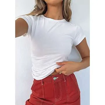 Stylish LEEDYA Women Crewneck Basic Crop Top for All Occasions