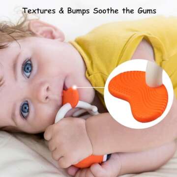 Mombella Clownfish Baby Teether Toys, Teething Toys for Babies 0 3 6 12 Months with Clip, Safe Soft Silicone Infant Teethers Toy 4-9 Months Old Soothing Sucking n Chew on Needs, Fun Gift for Newborn