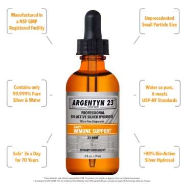 Argentyn 23 Professional Bio-Active Silver Hydrosol for Immune Support, Colloidal Silver, 23ppm, 2oz...