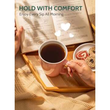 Sweese Porcelain Coffee Mugs - 16 Ounce (Top to the Rim) for Coffee, Latte, Tea, Cocoa, Set of 4, Pink