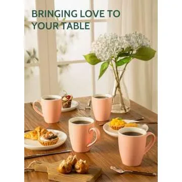 Sweese Porcelain Coffee Mugs - 16 Ounce (Top to the Rim) for Coffee, Latte, Tea, Cocoa, Set of 4, Pink