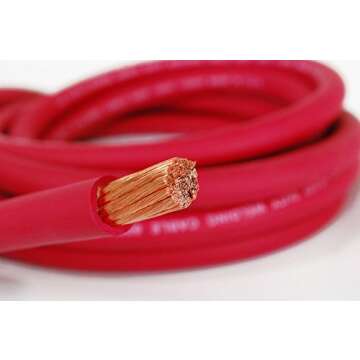 TEMCo INDUSTRIAL WC0413-25 ft 1/0 Gauge AWG Welding Lead & Car Battery Cable Copper Wire RED | Made ...