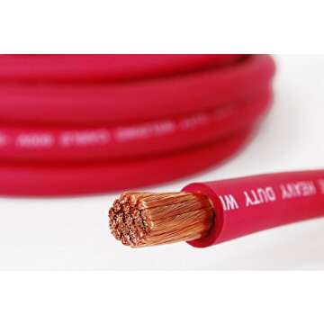 TEMCo INDUSTRIAL WC0413-25 ft 1/0 Gauge AWG Welding Lead & Car Battery Cable Copper Wire RED | Made in USA