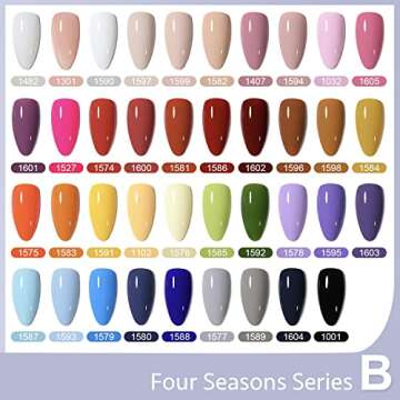 GAOY 42 Pcs Gel Nail Polish Kit, Pink White Red Jelly Nude Colors All Seasons Gel Nail Polish Set wi...
