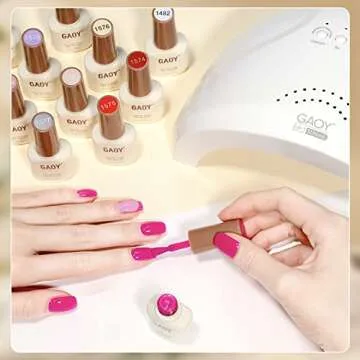 GAOY 42 Pcs Gel Nail Polish Kit, Pink White Red Jelly Nude Colors All Seasons Gel Nail Polish Set with Glossy & Matte Top Coat and Base Coat for Salon and DIY Manicure at Home