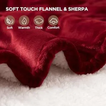 Westinghouse Heated Throw Blanket, Soft Flannel to Sherpa Electric Throw with 6 Heating Levels, 2-10 Hours Time Settings, Fast Heating, Machine Washable 50x60 Inch, Red