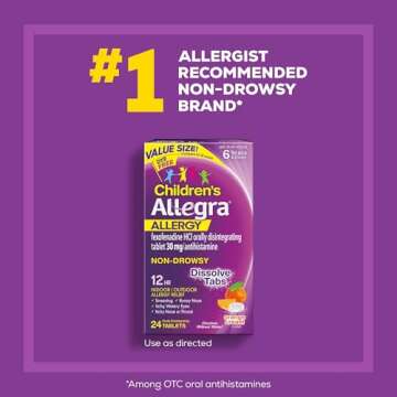 Allegra Children's 12HR Orange Cream Tablets, 24 Count, Non-Drowsy Antihistamine for Kids