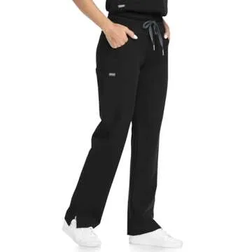 COMENII Scrubs for Women with Yoga Waistband - Black