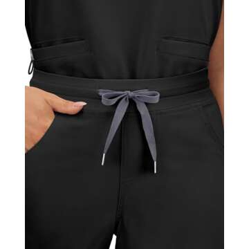 COMENII Scrubs for Women with Yoga Waistband - Black