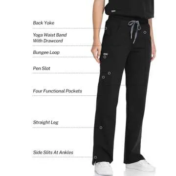 COMENII Scrubs for Women with Yoga Waistband - Black