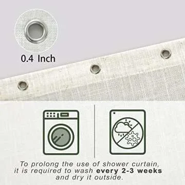 KOUFALL 80 Inch Long Shower Curtain,Natural Linen Waterproof Farmhouse Fabric Shower Curtains for Bathroom with Hooks Set,72 Wide by 80 in Length,Cream Beige