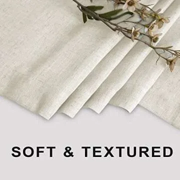 KOUFALL 80 Inch Long Shower Curtain,Natural Linen Waterproof Farmhouse Fabric Shower Curtains for Bathroom with Hooks Set,72 Wide by 80 in Length,Cream Beige