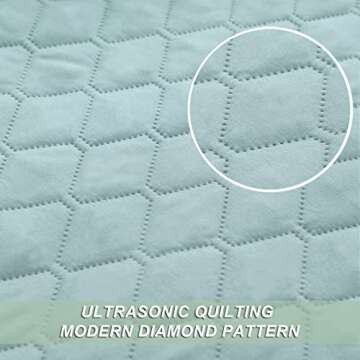 Exclusivo Mezcla Ultrasonic Reversible Twin Quilt Bedding Set with Pillow Sham, Lightweight Quilts Twin Size, Soft Bedspreads Bed Coverlets for All Seasons - (Aqua Blue, 68"x88")