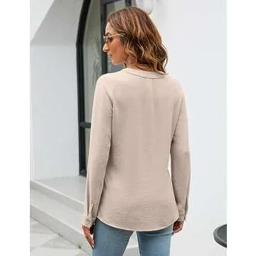 Blooming Jelly V Neck Pleated Blouses for Women