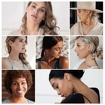 SWEETV Hypoallergenic 60MM Sterling Silver Large Hoops