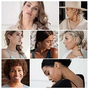 SWEETV Hypoallergenic 60MM Sterling Silver Large Hoops